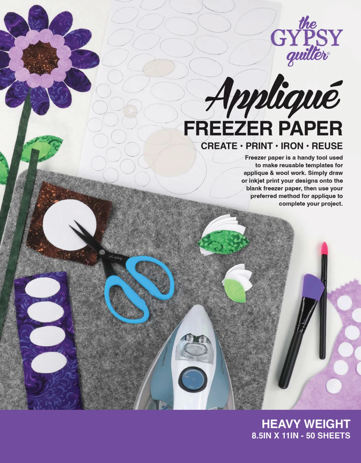 Gypsy Quilter Applique Freezer Paper 8 1/2in x 11in Heavy Weight 50ct - quilting supply from Quilted Joy