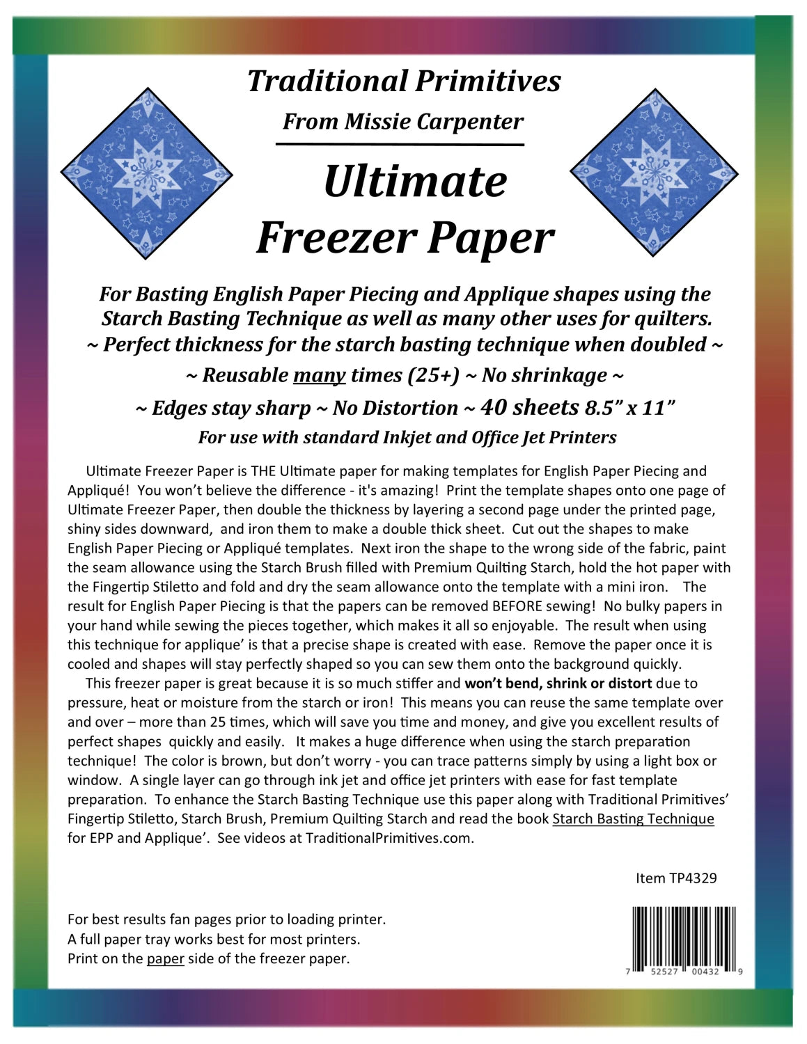 Ultimate Freezer Paper 40ct - quilting supply from Quilted Joy