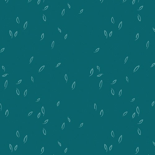 Trouvaille Dancing Leaves Teal Fabric Yardage Product Photo