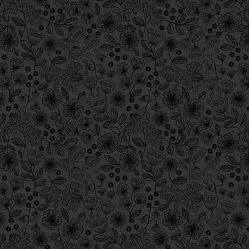 Tiny Tonals black on black Floral Garden tonal fabric yardage