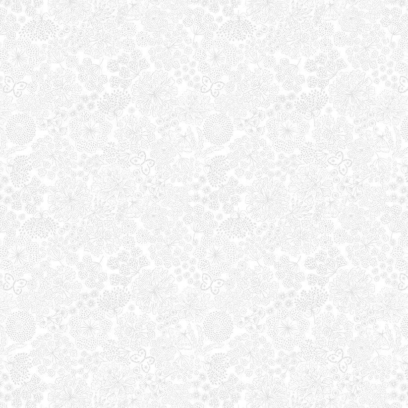 Tiny Tonals white on white Butterfly Floral tonal fabric yardage