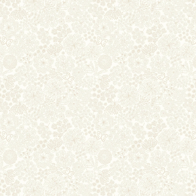 Tiny Tonals cream on cream Butterfly Floral tonal fabric yardage