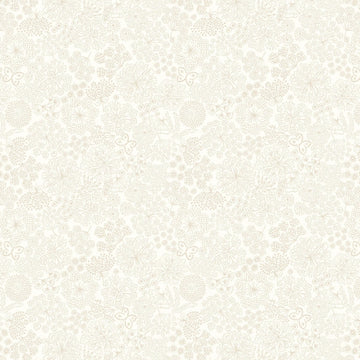 Tiny Tonals cream on cream Butterfly Floral tonal fabric yardage