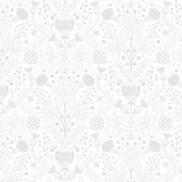 Tiny Tonals white on white Celtic Thistles tonal fabric yardage