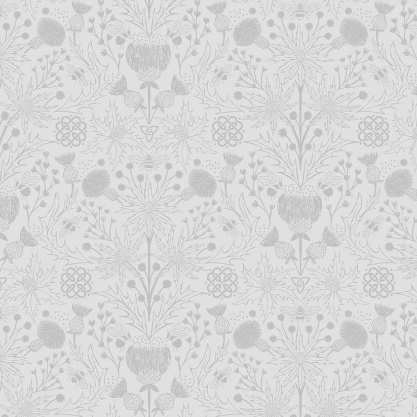 Tiny Tonals grey on grey Celtic Thistles tonal fabric yardage