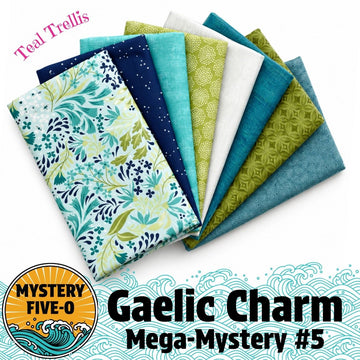 Mystery Five-0 Mega Mystery Gaelic Charm Teal Trellis