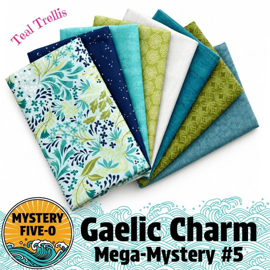 Mystery Five-0 Mega Mystery Gaelic Charm Teal Trellis