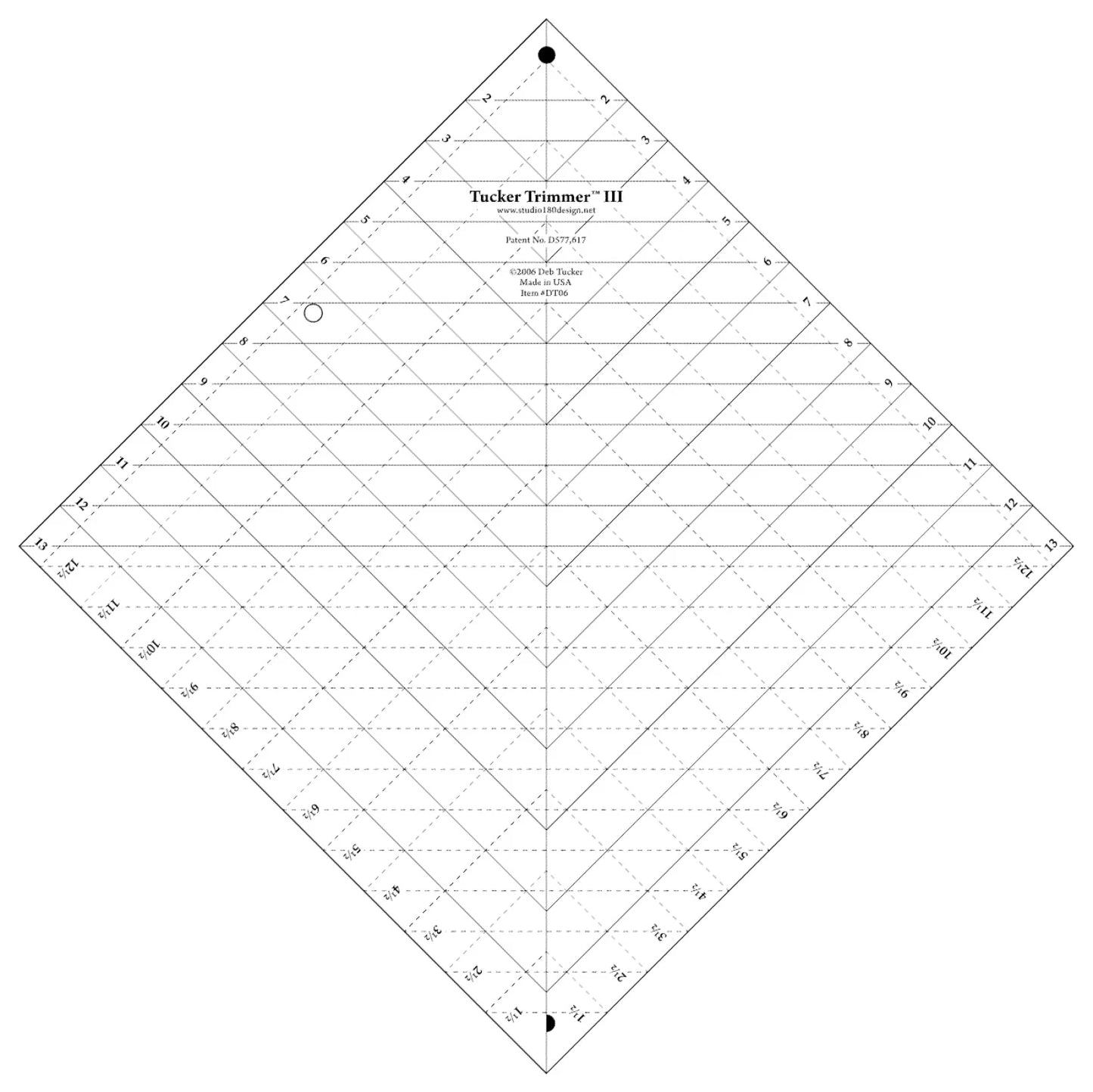 Tucker Trimmer III acrylic quilting ruler for squaring blocks