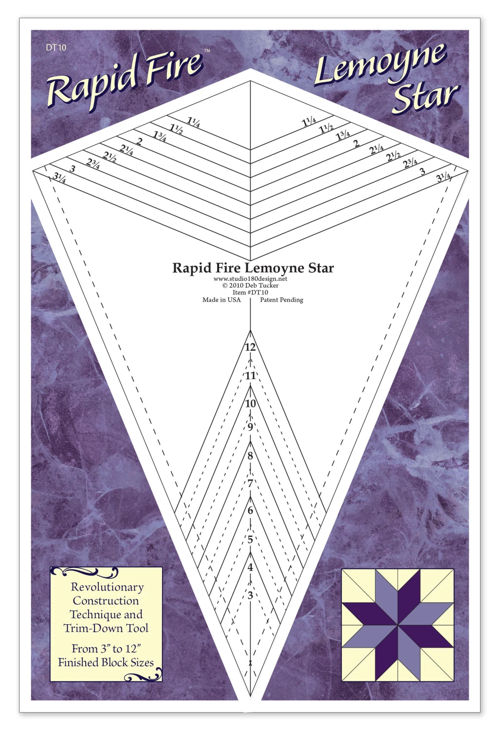 Studio 180 Deb Tucker LeMoyne Star quilting ruler front view