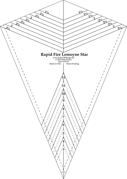 Studio 180 Deb Tucker LeMoyne Star quilting ruler reverse side