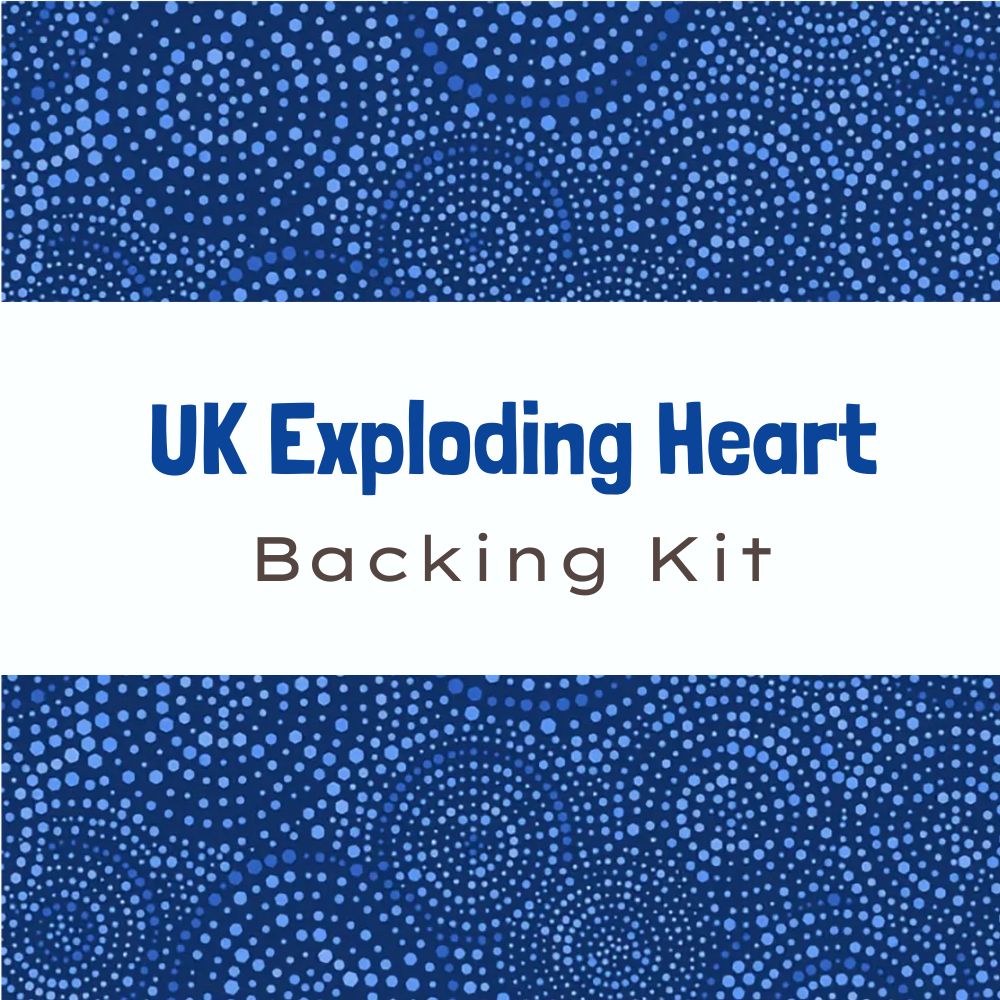 UK Exploding Heart Backing Kit Blue Hexi-Dots