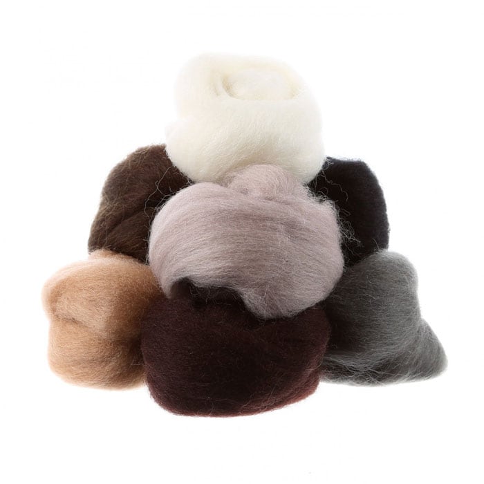 Wool Roving 15in Assortment Neutrals