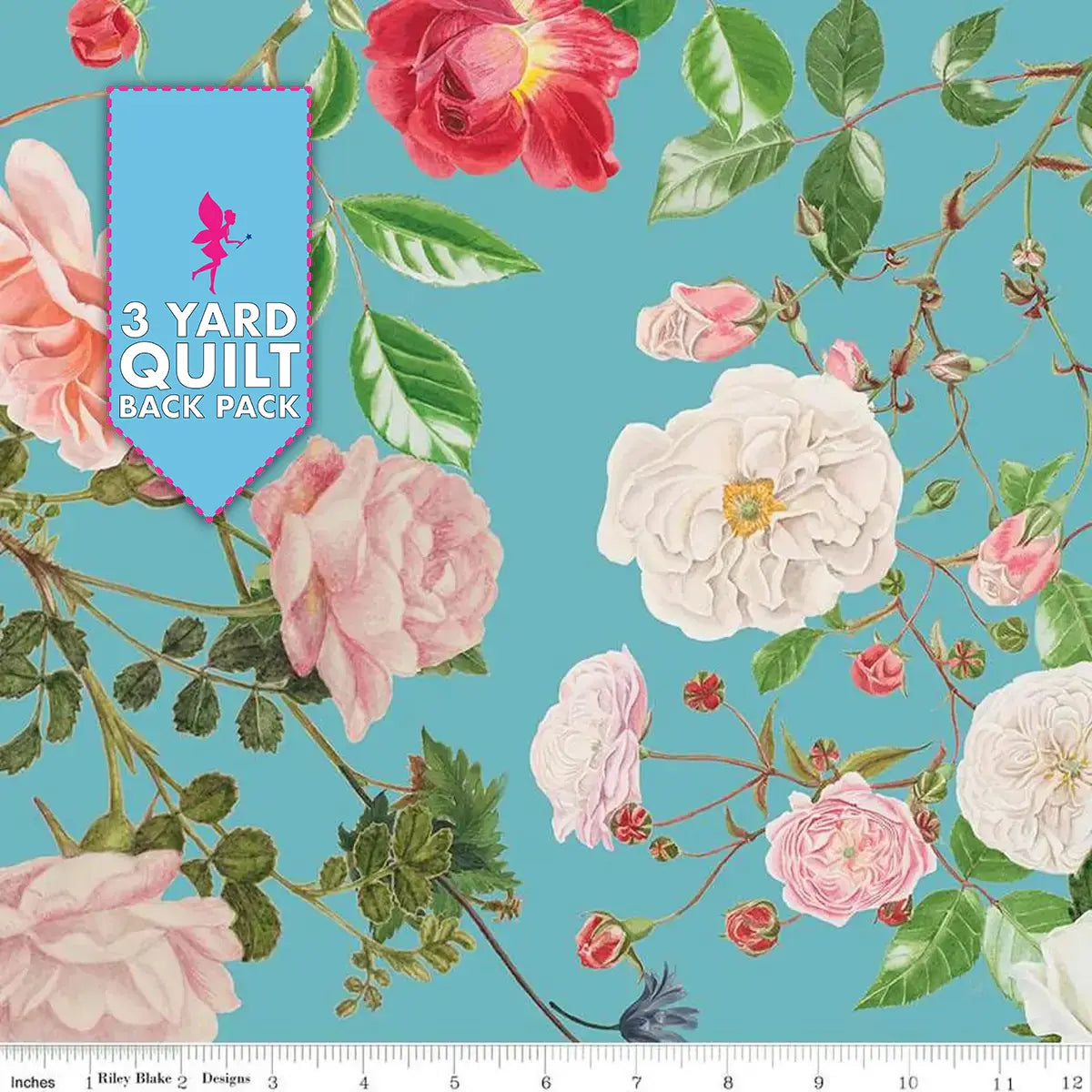 Floral Gardens Sky 108" Wide 3 Yard Quilt Back Pack