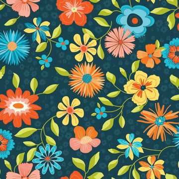 Here Comes the Sun Midnight 108" Wide Quilt Backing Fabric