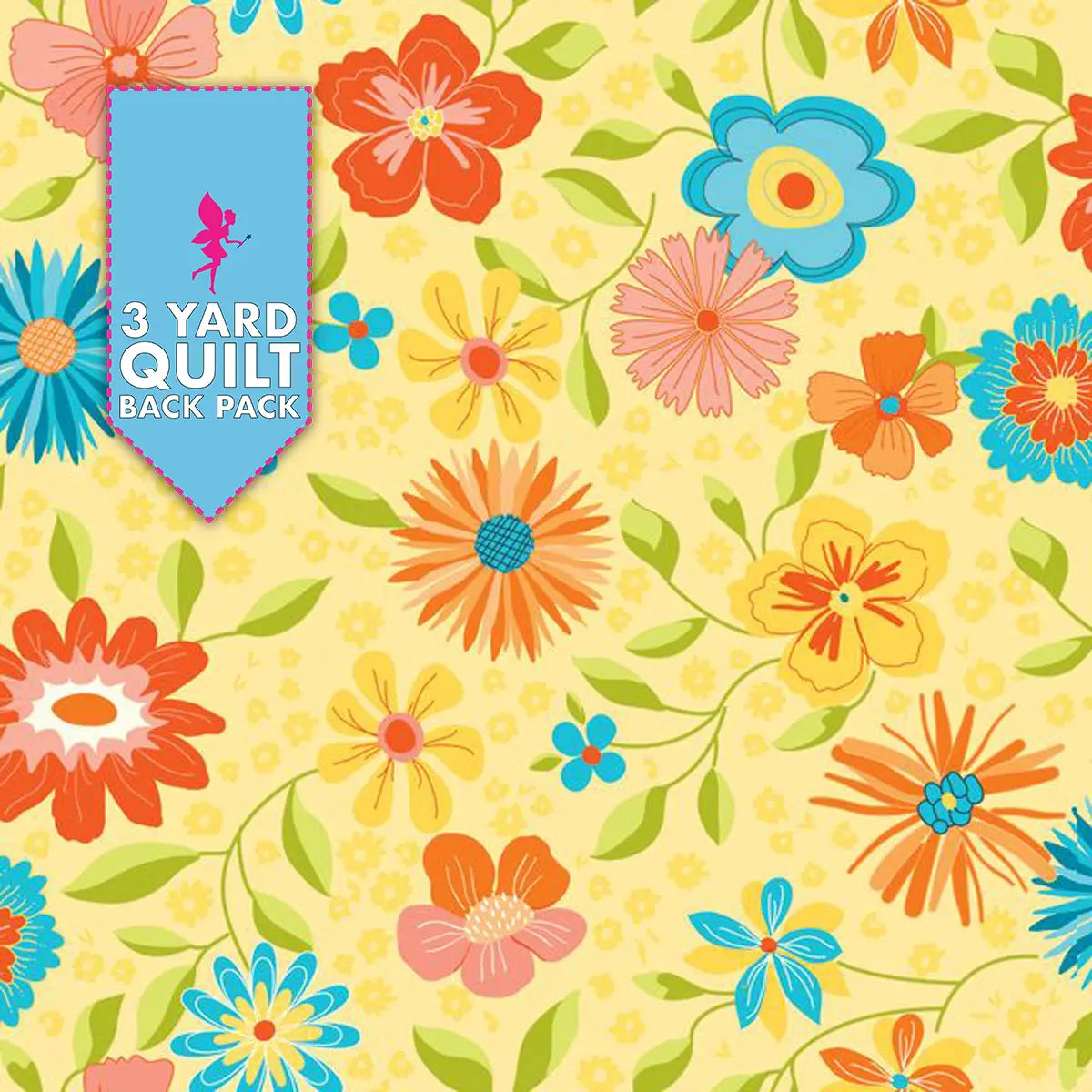 Here Comes the Sun Yellow 108" Wide 3 Yard Quilt Fabric Back Pack