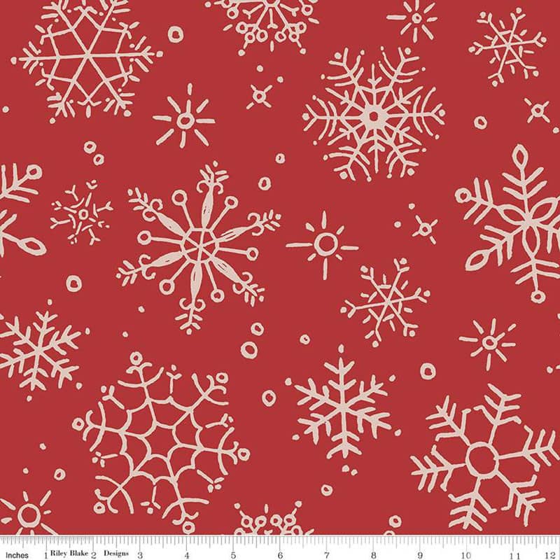 Magical Winterland Red Snowflake 108″ Wide Quilt Backing Fabric 3 Yard Quilt Back Pack