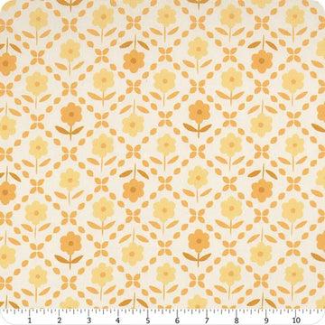 Bee Plaids Marigold Zinnias 108" Wide Quilt Backing Fabric