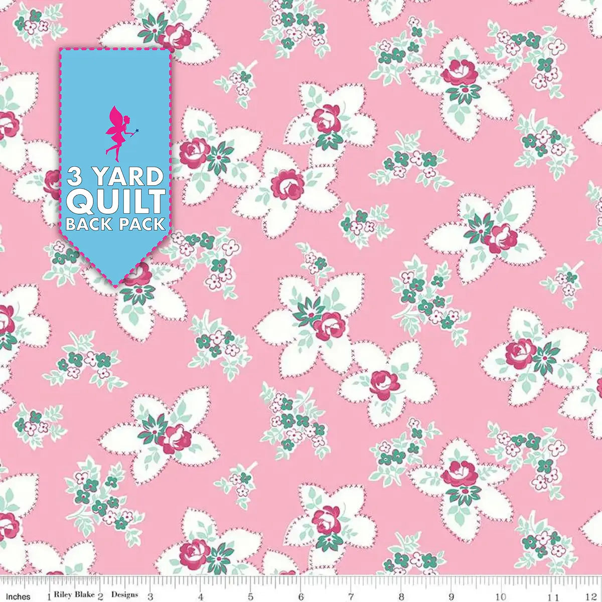 Precious Petites Pink 108" Wide 3 Yard Quilt Fabric Back Pack