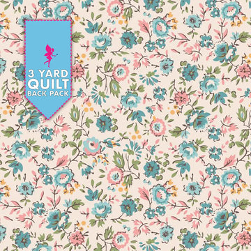 Piece and Plenty Latte Floral 108" Wide 3 Yard Quilt Fabric Back Pack