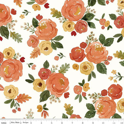 Happy Fall Days Cloud Floral 108" Wide Quilt Backing Fabric