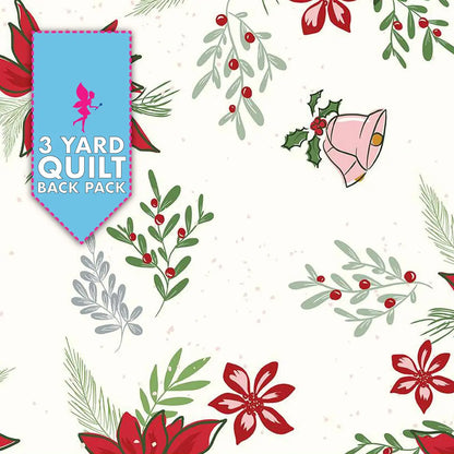 Mistletoe and Holly Cloud Floral 108" Wide 3 Yard Quilt Fabric Back Pack