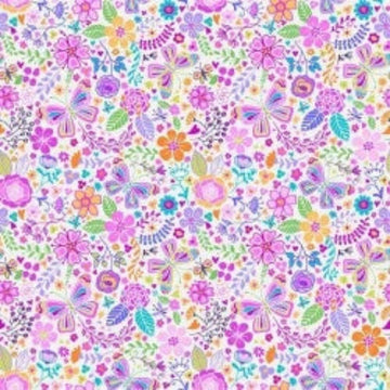 Enchanted Garden on Cream 108" Wide Quilt Backing Fabric