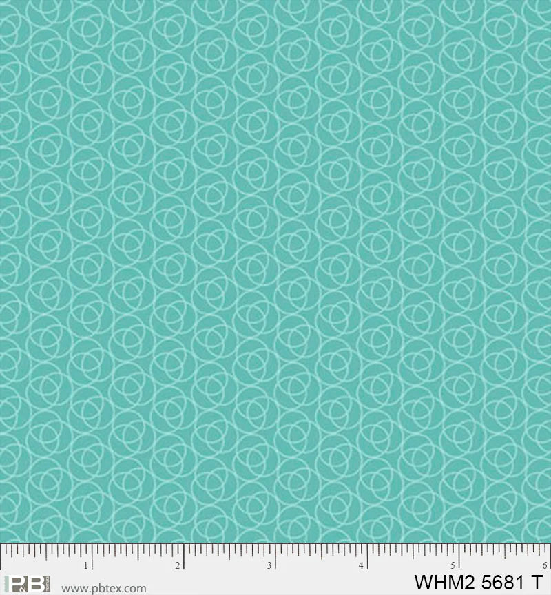 Whimsy II Teal Overlapping Rings Fabric Yardage