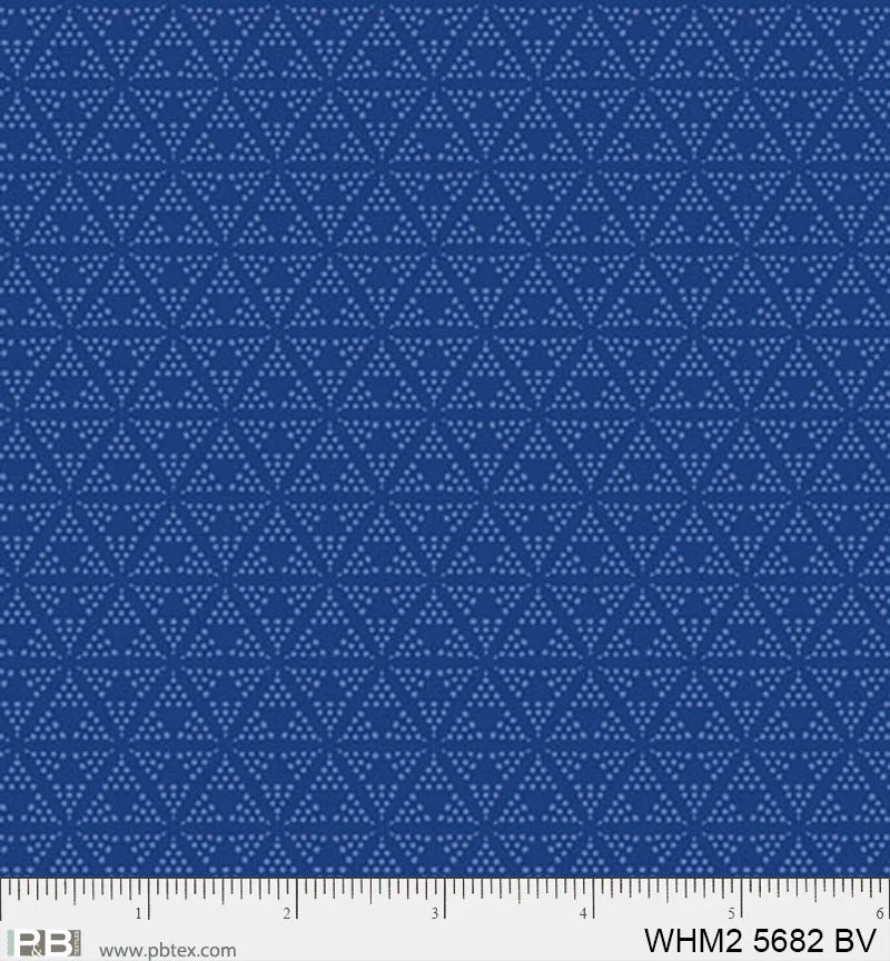 Whimsy II Blue Violet Dotty Triangles Fabric Yardage