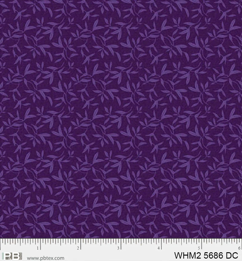 Whimsy II Purple Tossed Sprigs Fabric Yardage