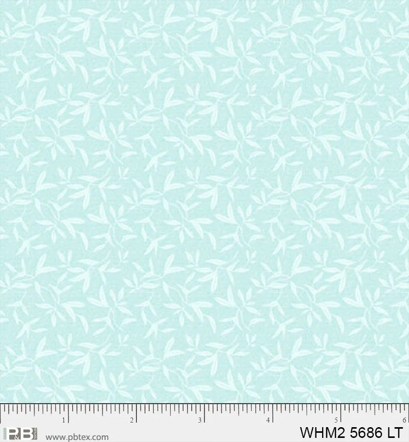 Whimsy II Light Teal Tossed Sprigs Fabric Yardage