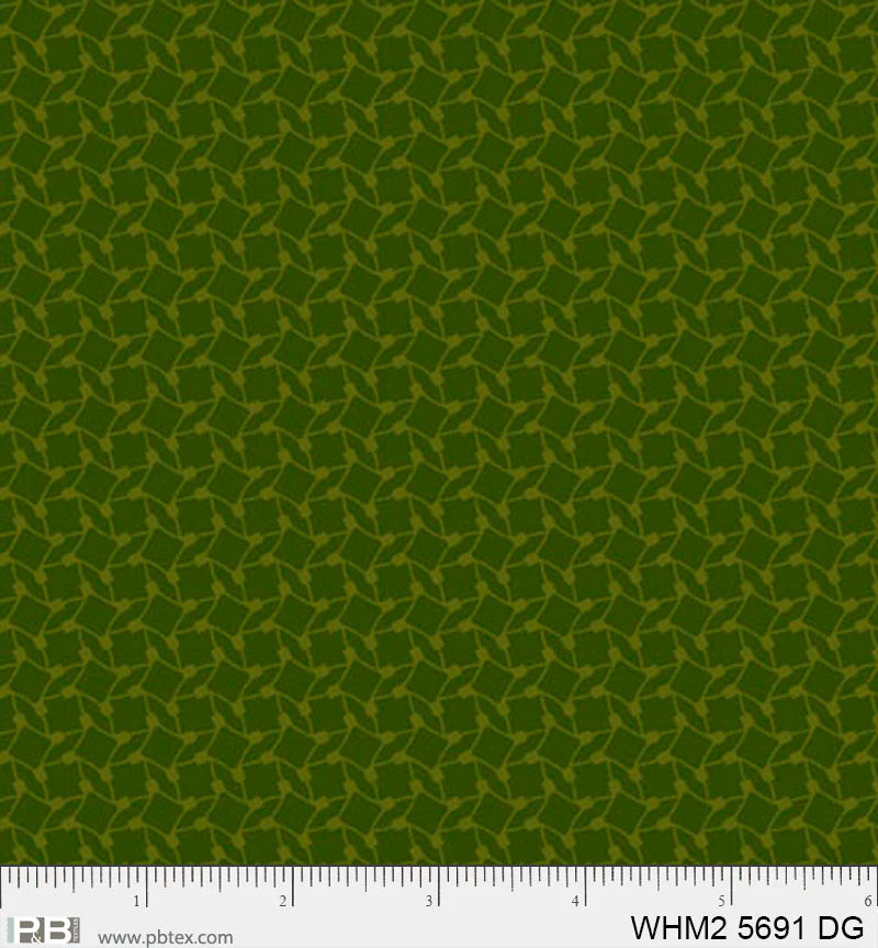 Whimsy II Dark Green Diamond Geo Fabric Yardage