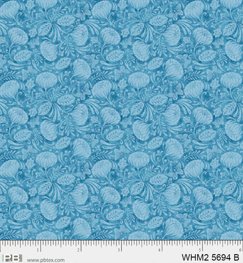 Whimsy II Baby Blue Packed Tonal Floral Fabric Yardage