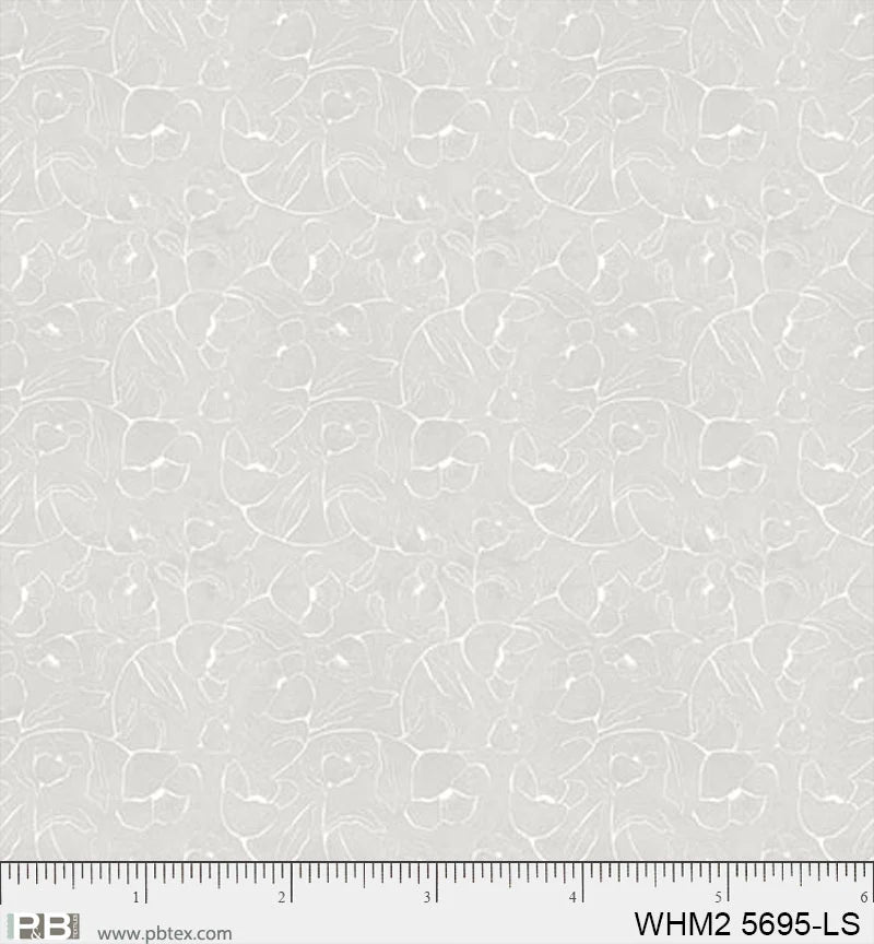 Whimsy II Light Silver Floral Linework Fabric Yardage