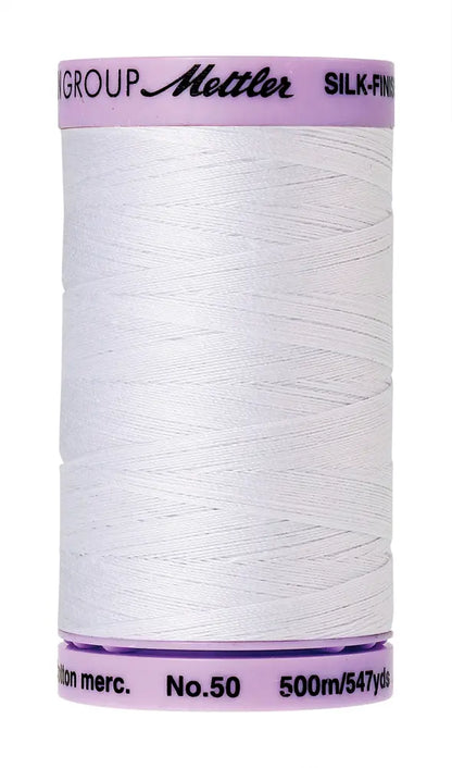 Mettler Cotton Silk Finish 50wt 500m White - quilting supply from Quilted Joy