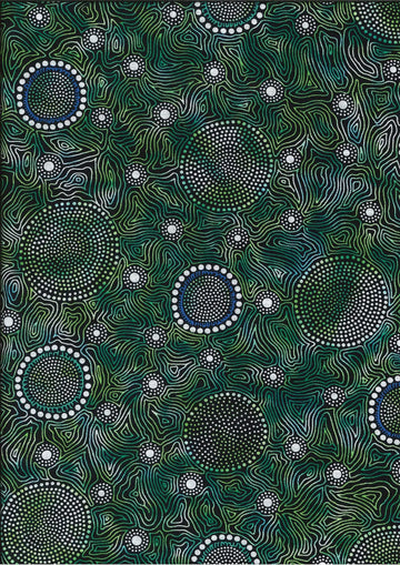 Wild Bush Flowers Dreaming Green Fabric Yardage