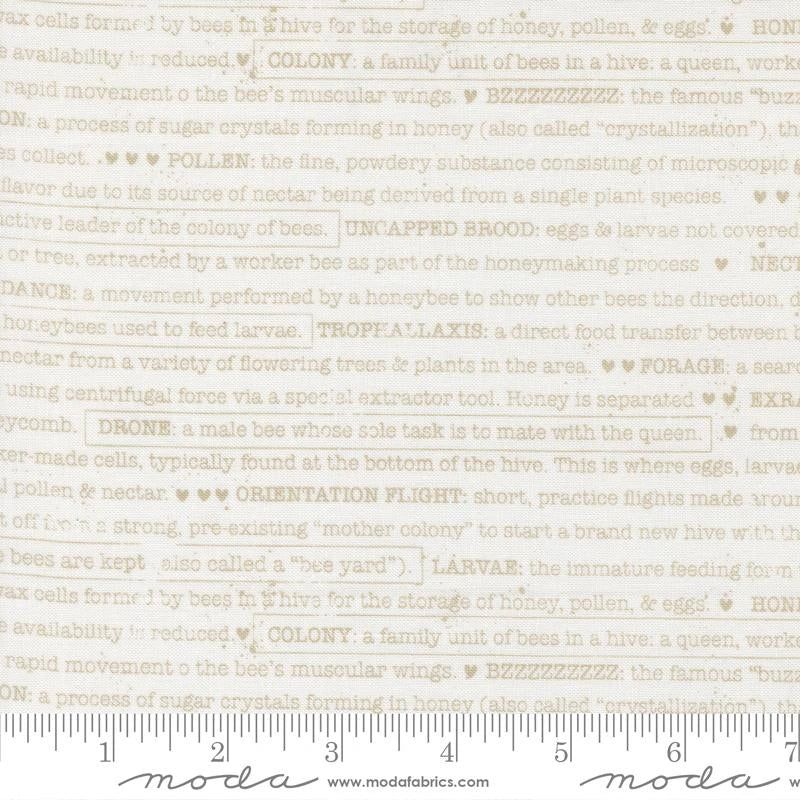 Wild Honey Natural Buzz Words Fabric Yardage