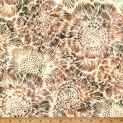 Coffee Shoppe Palomino Anemone Flower Batik Fabric Yardage
