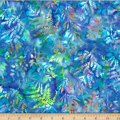 Electric Slide Mermaid Leafy Branches Batik Fabric Yardage