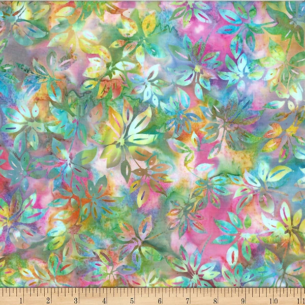 Pastel Party taffy leaves batik cotton quilting fabric yardage