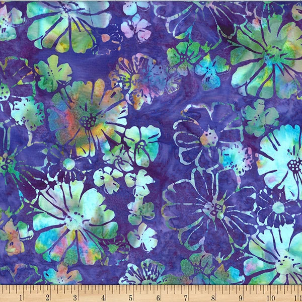 Dandelions at Dusk wildflower bold floral batik cotton quilting fabric