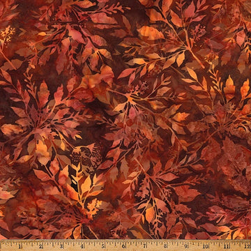 Cinnamon Spice Adobe Leafy Batik Fabric Yardage