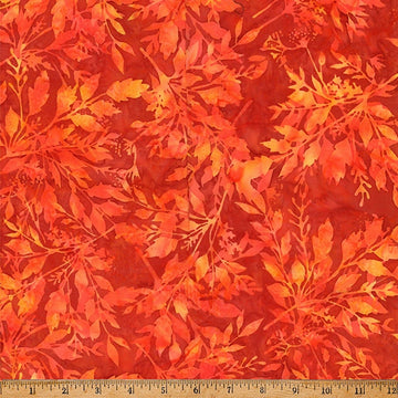 Ember Glow Cayenne Leaves Batik Fabric Yardage - quilt fabric for sewing and quilting projects