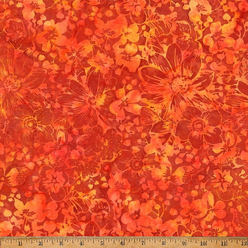 Ember Glow Cayenne Floral Batik Fabric Yardage - quilt fabric for sewing and quilting projects