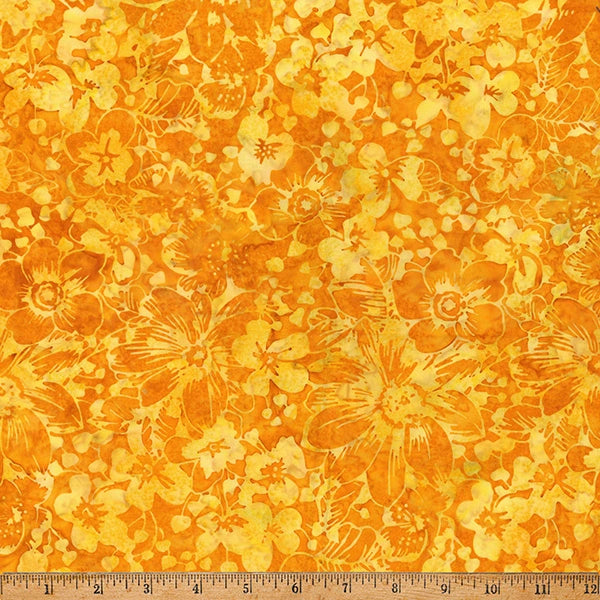 Ember Glow Squash Floral Batik Fabric Yardage - quilt fabric for sewing and quilting projects