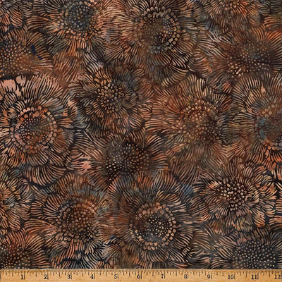Shoreline Sails Nutmeg Anemone Flowers Batik Fabric Yardage