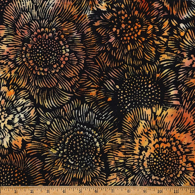 Ember Glow October Sunflower Batik Fabric Yardage