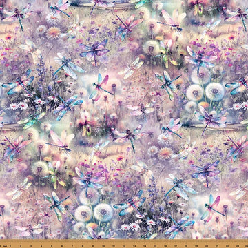 Wings Over Wildflowers Wisteria Fabric Yardage - quilt fabric for sewing and quilting projects