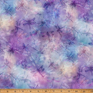 Wings Over Wildflowers Hyacinth Dragonflies Fabric Yardage - quilt fabric for sewing and quilting projects