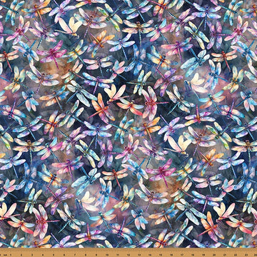 Wings Over Wildflowers Daybreak Dragonflies Fabric Yardage - quilt fabric for sewing and quilting projects