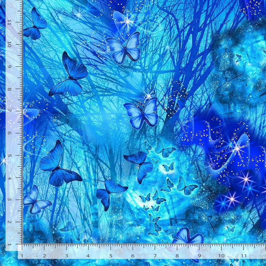 Bright Night Butterflies Royalty 108" Wide Quilt Backing Fabric